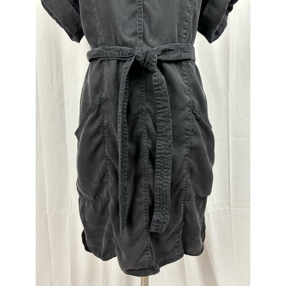Pilcro Anthroplogie Washed Black V Neck SS Cargo Shirt Dress Size M - Picture 3 of 13
